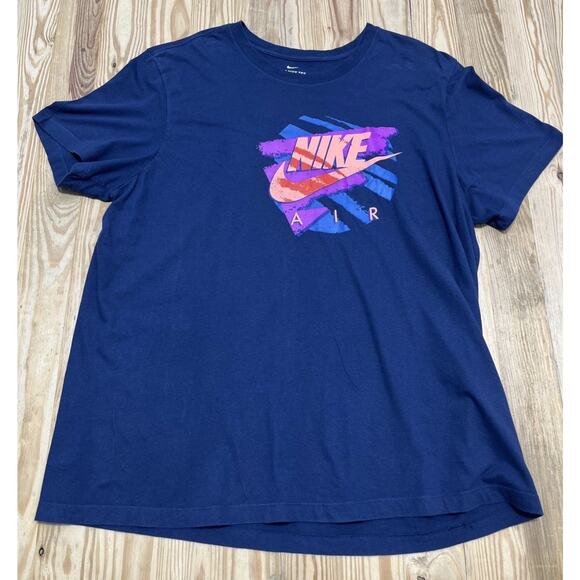 Nike Air Shirt Adult 2XL Big Bright Colorful Logo Mens XXL Blue Tee - Picture 1 of 4